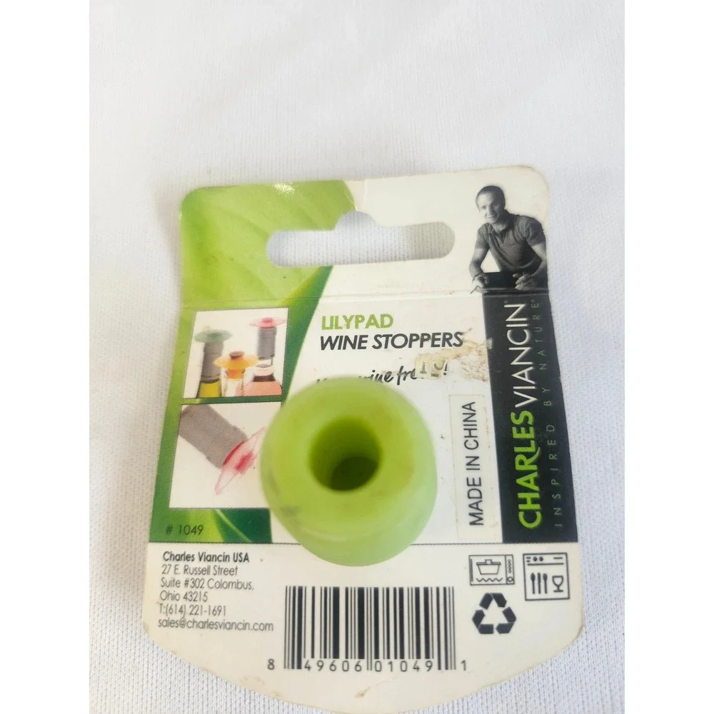 Charles Viancin Lilypad Wine Stopper Green Silicone Bottle Plug BPA Free #1049